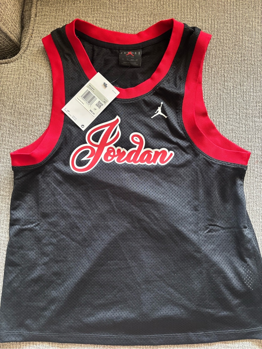 Jordan Black & Red Women’s Mesh Athletic Jersey Tank